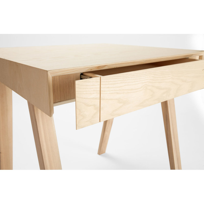 Avice Solid Wood Writing Desk, 70cm H x 80cm W x 76cm D, European Ash