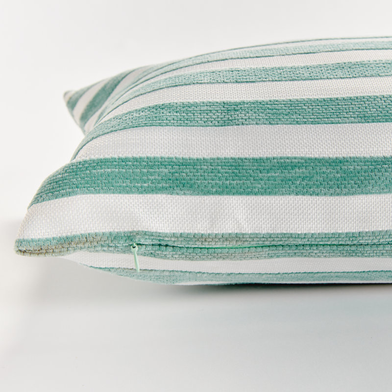 Striped Indoor/Outdoor Reversible Throw Pillow, Seafoam, Rectangular 12"H x 22"W