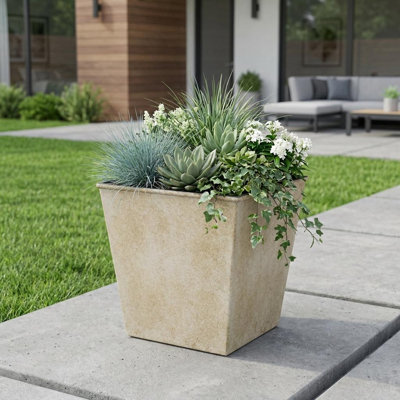 Pot à fleurs rectangulaire en plastique recyclé pour l'intérieur et l'extérieur 5 po