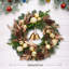 Couronne de Noël 24 po pré-éclairée à piles - Pin artificiel avec pommes de pin, baies et 20 lumières DEL