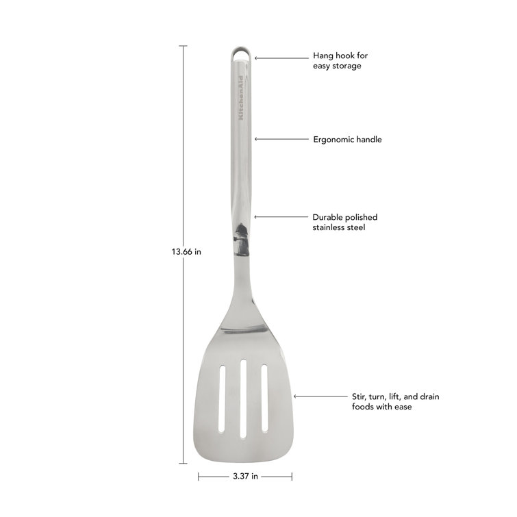 KitchenAid Premium Slotted Turner with Hang Hook, 13.6-inch, Stainless Steel