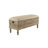 Wood Intricately Carved Floral Room Brown Storage Bench with Cream Burlap Top