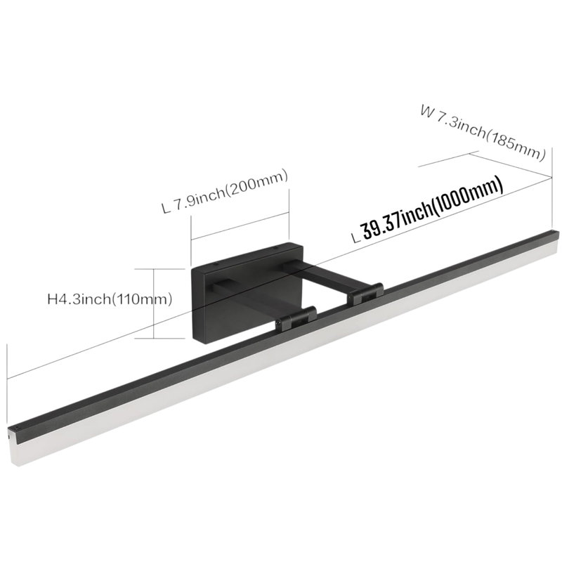 Dimmable Modern LED Bathroom Vanity Light 180°Adjustable Angle, 1560 Lumens, 7.30" H x 39.37" W x 4.30" D