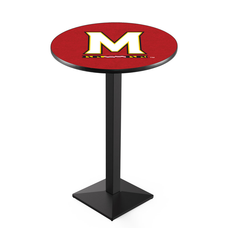 Round Metal Base Dining Table, Black Wrinkle, University of Maryland