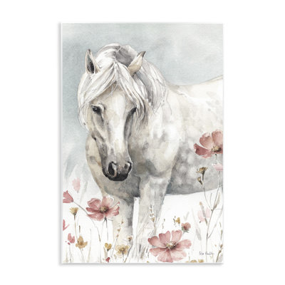 'Beautiful Horse Pink Flower' Print