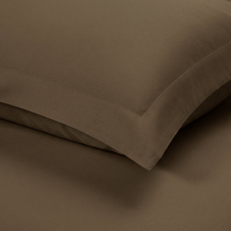 Ensemble de housse de couette en mélange de coton et polyester à densité de tissage 1200 fils 3 pièces, Taupe