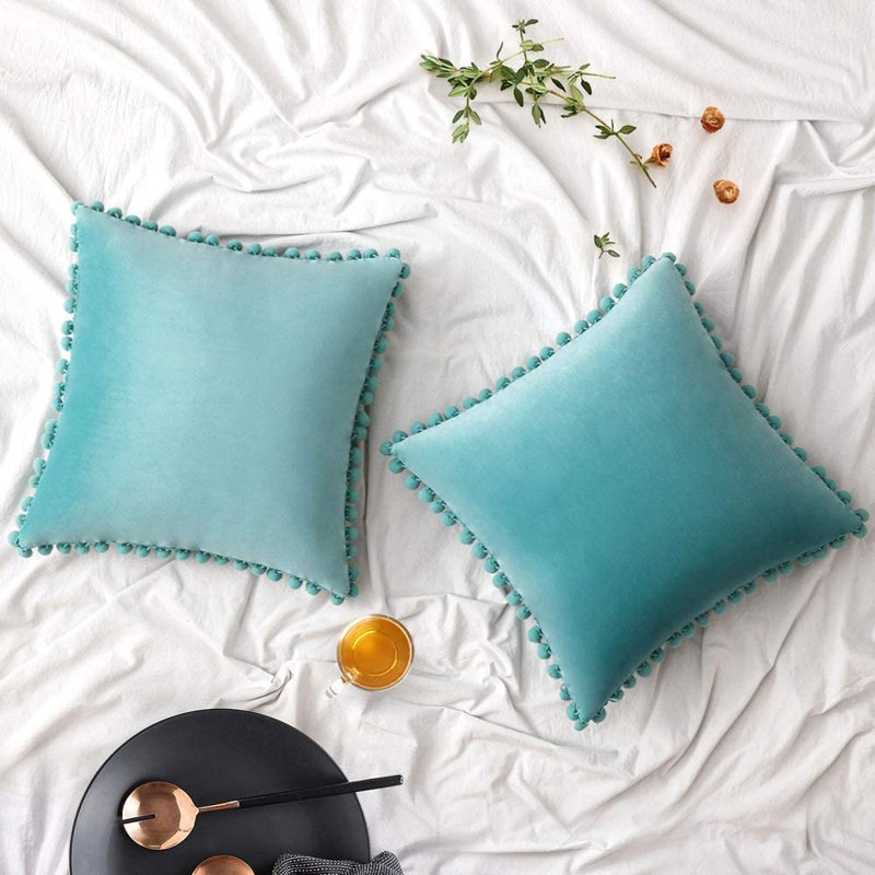 Housse de coussin Fortham, 18 po x 18 po, Turquoise