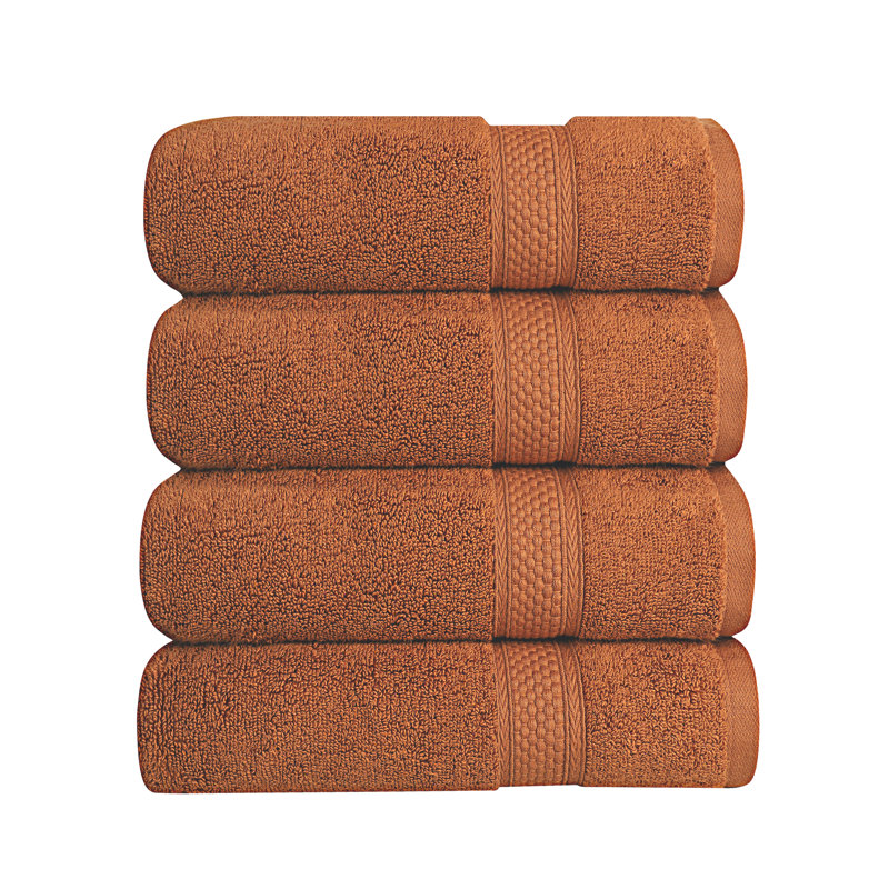 Bywood - A1HC Premium Wash Cloth Set Ultra Soft Quick Dry Washcloth Set, Burnt Caramel, 4 Piece Set