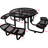 Round Steel Picnic Table With Umbrella Pole - Black, For Backyard Bbq And Outdoor Picnics Black Bracket Socket Picnic, Party, Camping-1522042020