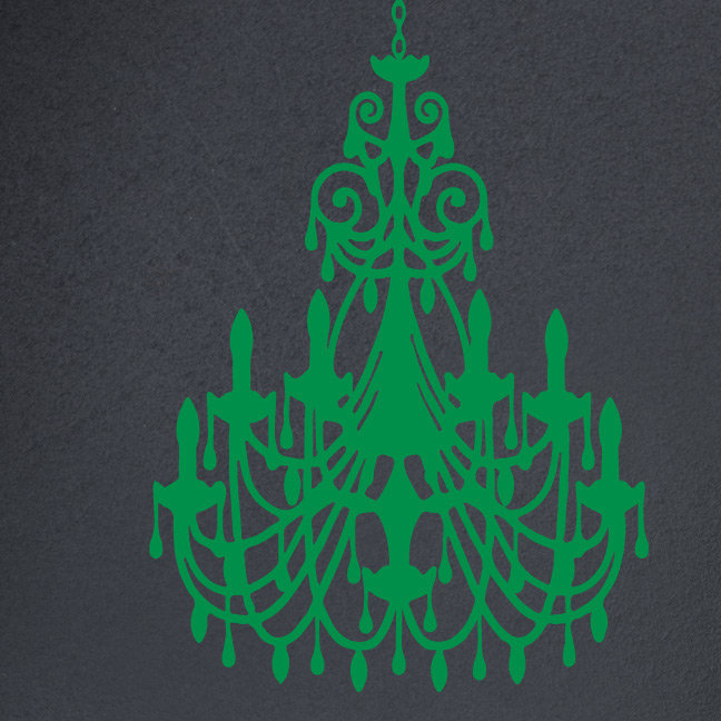 Décalcomanie murale lustre ornée, Vert clair, H 48 po x l 31 po x P 0,01 po