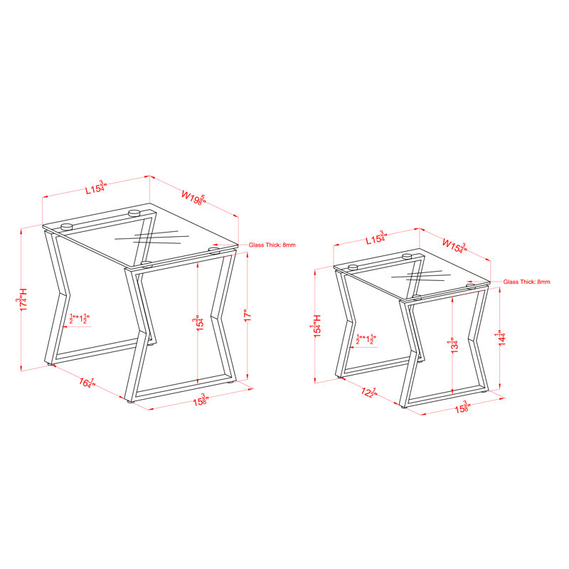 Xander Glass Top Nesting Tables, Gold