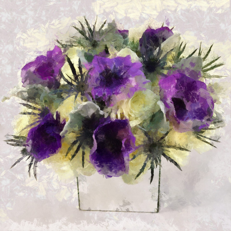 Floral - 1 pièce, reproduction carrée sur toile tendue, H 24 po x l 24 po x P 1,5 po