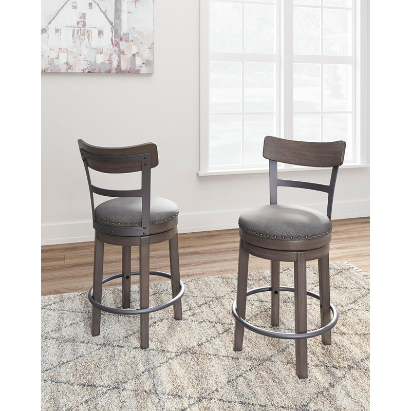 Tabouret de bar pivotant à hauteur de comptoir, chaise de cuisine grise moderne