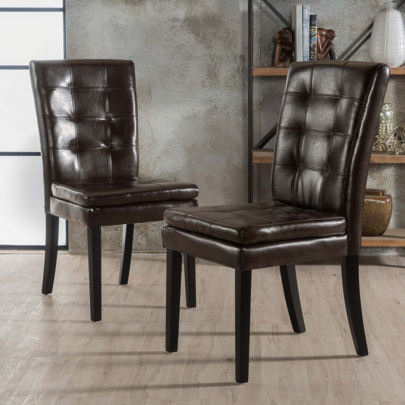 Mito 20.00'' H Tufted Faux Leather Upholstered Side Chair, Chocolate