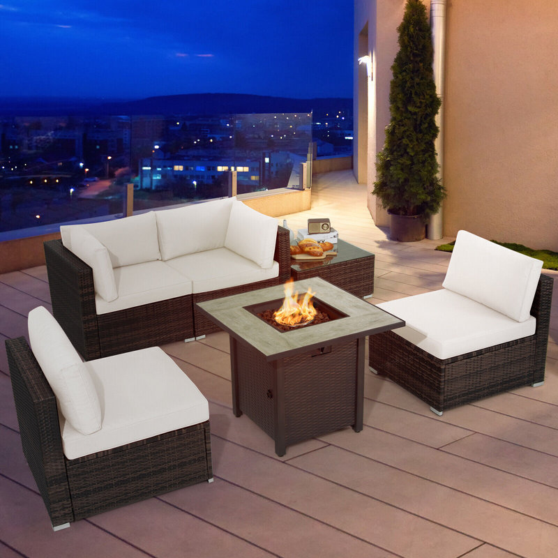 Tomchay 4 - Person Patio Conversation Set with Cushions, White