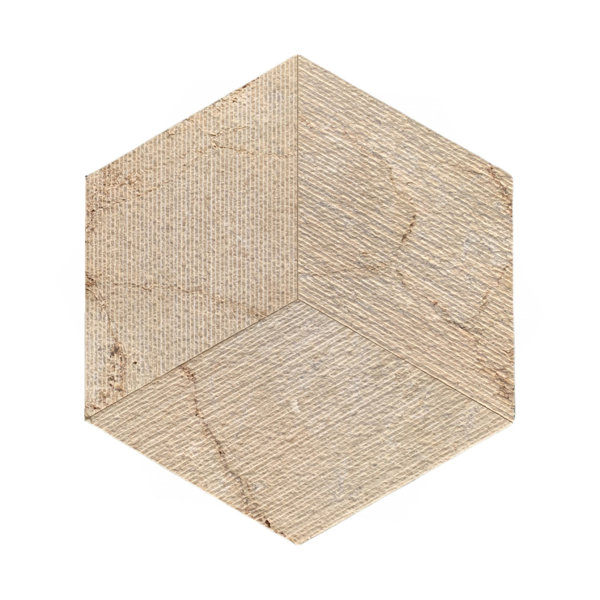Hexagon Gold Beige Natural Marble FS Textured Finished Tiles For Wall, 3D Fluted Marble, Natural Stone, Genuine Marble, Real Marble, 1 Box 12 Pcs