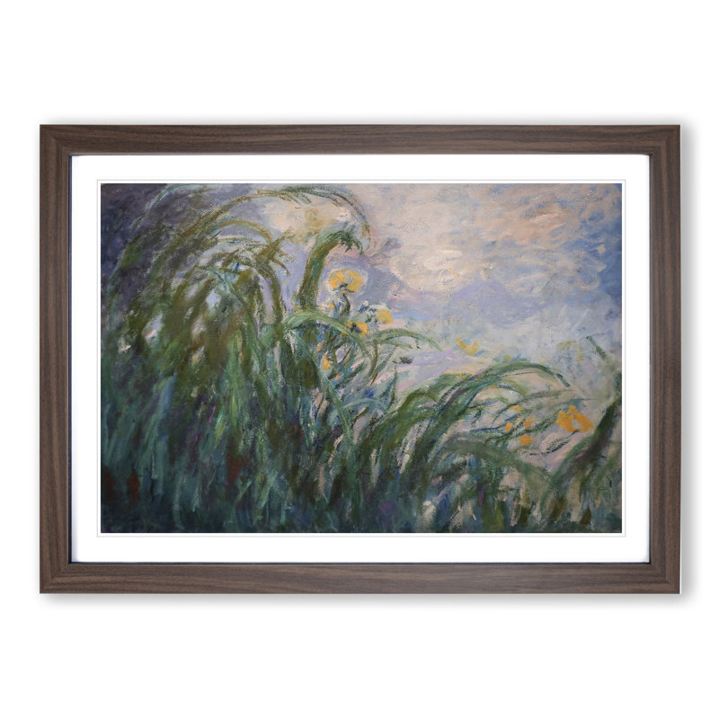 The Yellow Irises by Claude Monet - Picture Frame Painting, Walnut, 36cm H x 48cm W x 2cm D