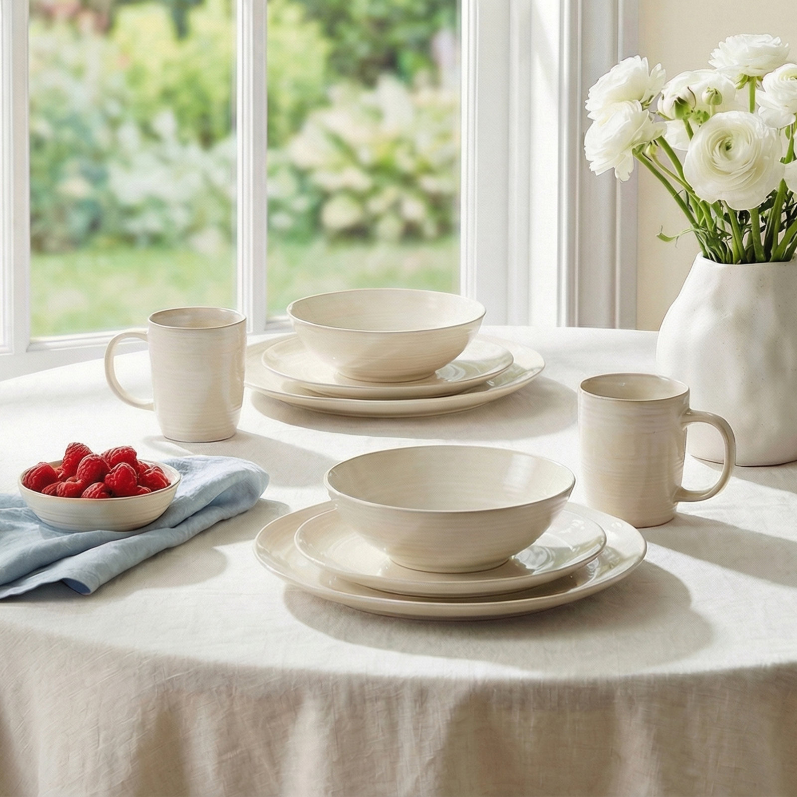 Neree 16 Piece Stoneware Reactive Glaze Dinnerware Set
