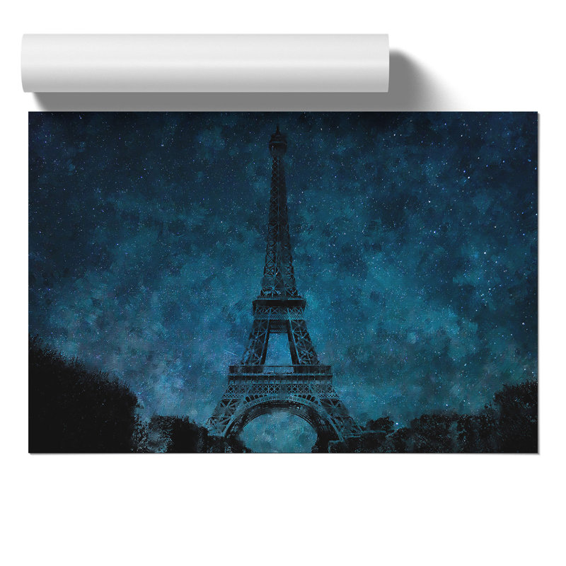 Eiffel Tower Painting - Frameless Print, 42cm H x 59cm W x 0.1cm D