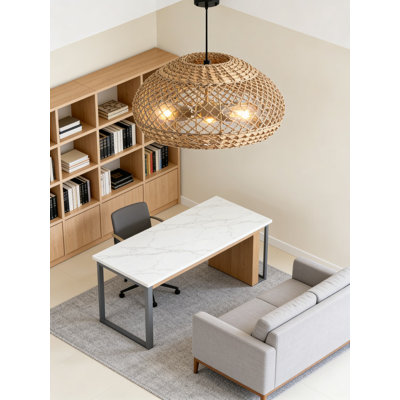Luminaire suspendu en rotin tissé à la main - lustre bohème 3 lumières à hauteur réglable pour îlot de cuisine, salle à manger et plafond de ferme