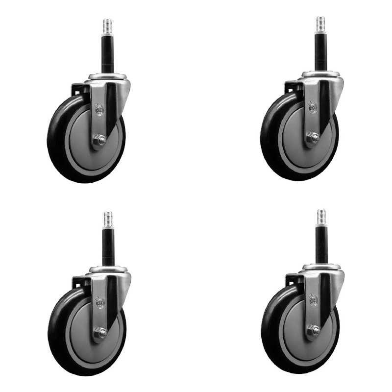 Poly Wheel Swivel 3/4 Inch Expanding Stem Caster Set SCC, Black