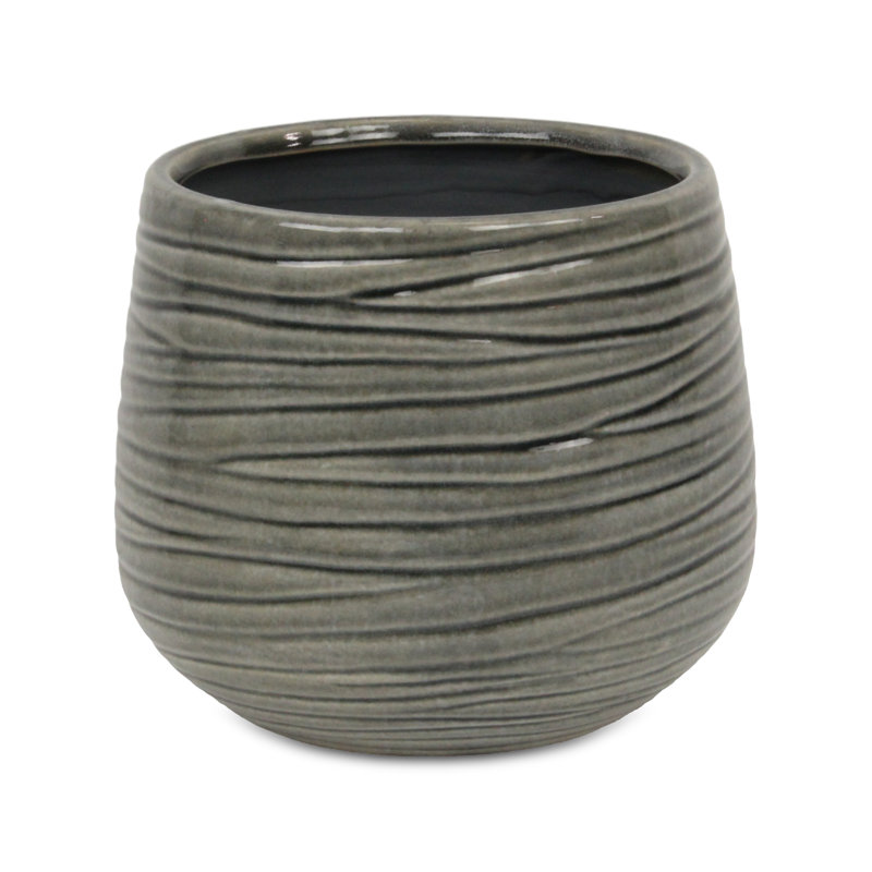 Grazielli Handmade Ceramic Pot Planter, 7.75" H x 7.5" W x 7.5" D, Gray