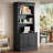 83.4"Tall Bookshelf With LED Lighting,  Bookcase With Sliding Doors And Open Shelves,Storage Bookshelf-1233661898