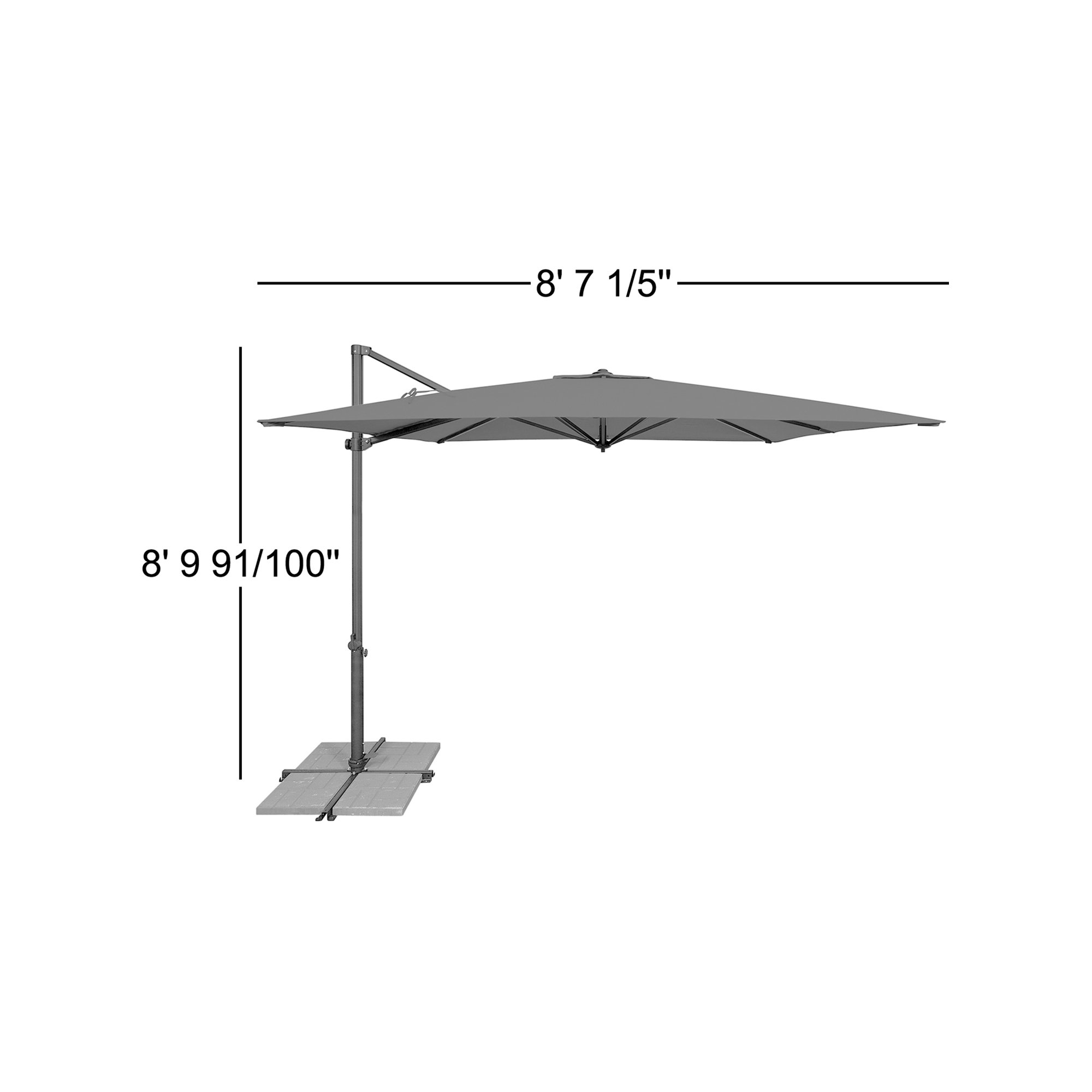 Cora 103.2" Square Cantilever Umbrella, Black, Flax
