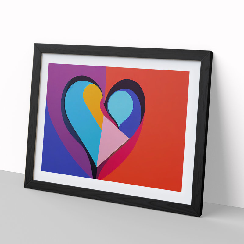 Abstract Art Love Heart Vol.4 - Single Picture Frame Painting, Black, 46cm H x 64cm W x 2cm D
