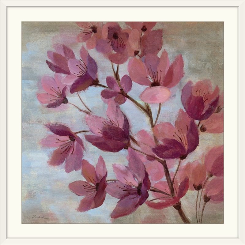« i » par silvia vassileva,, reproduction d’art April Blooms, H 24 po x l 24 po x P 1 po, Cadre blanc
