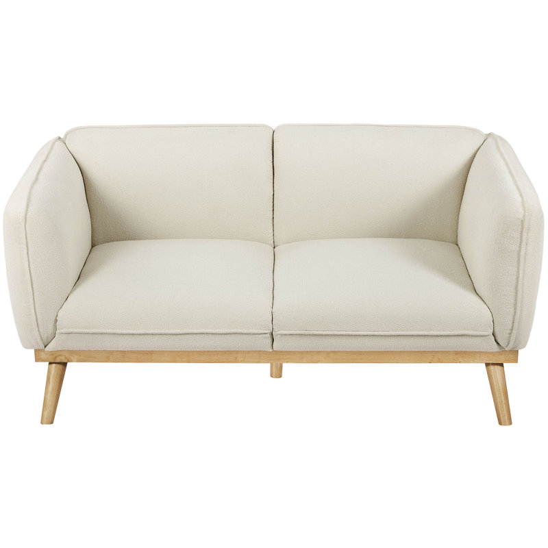 Causeuse à accoudoirs carrés 62,5 po Nolita, Tissu crème bouclé