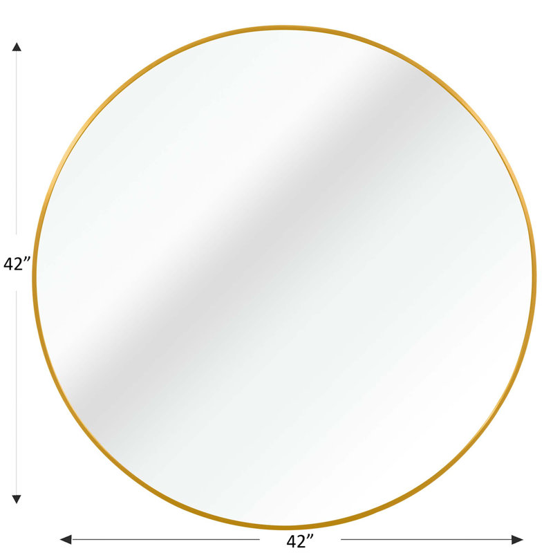 Miroir mural Hermien, Doré, 42 po x 42 po, Rond