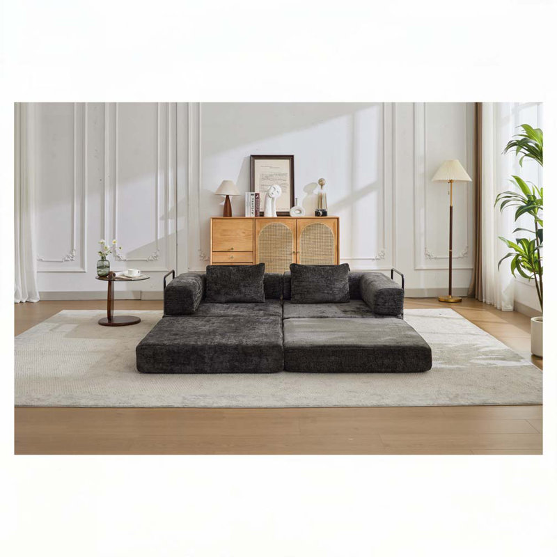 Canapé-lit Chenille, Noir