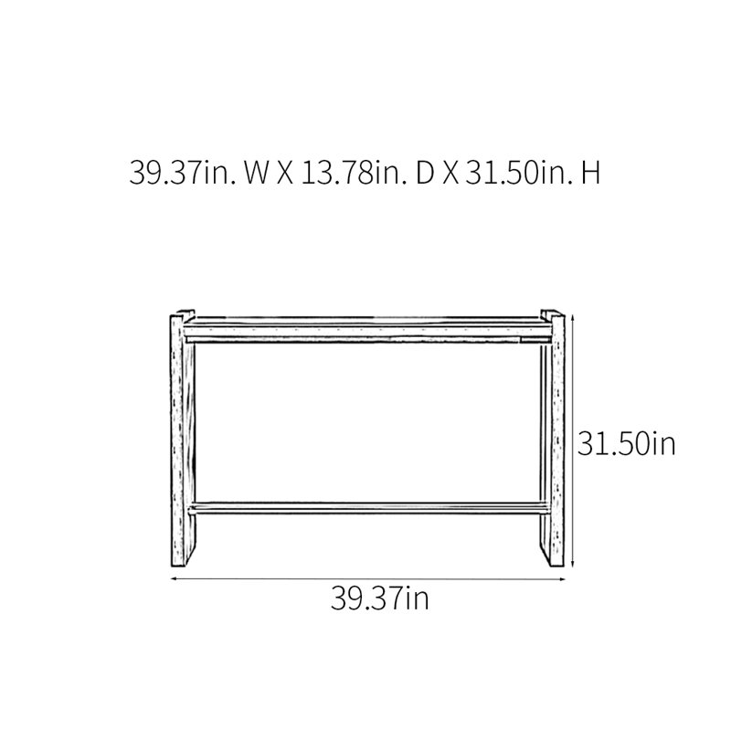 Retro Minimalist Console Table, 31.5" H x 39.37" W x 13.78" D, White/Black
