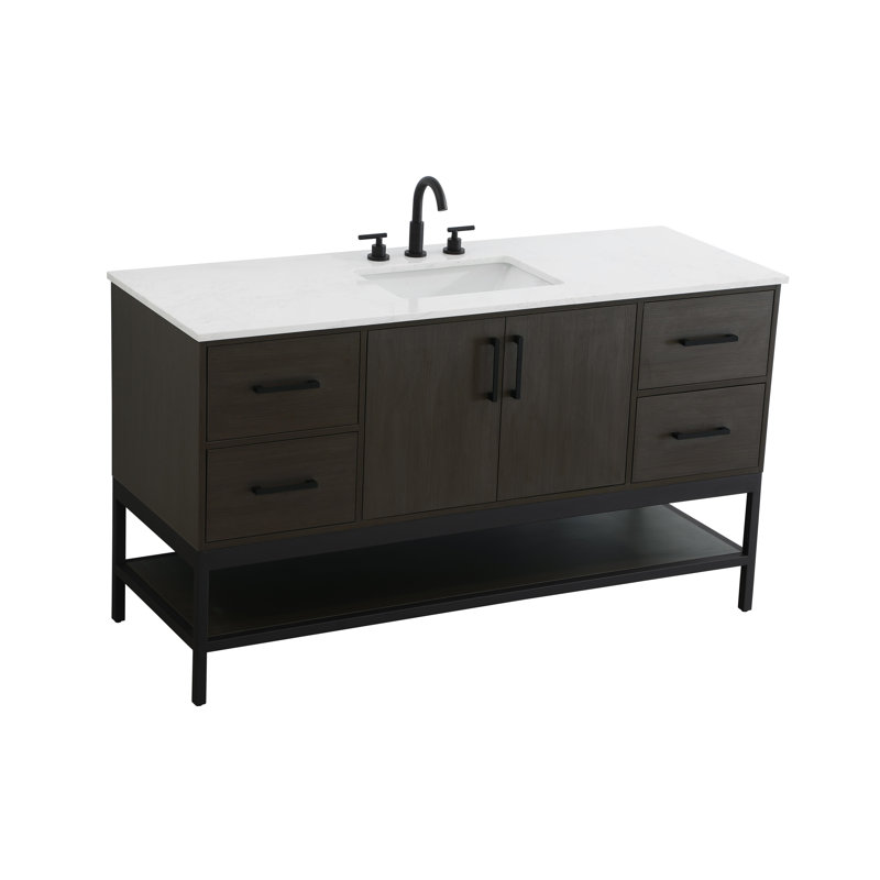 60 inch Single Bathroom Vanity, Mocha Brown