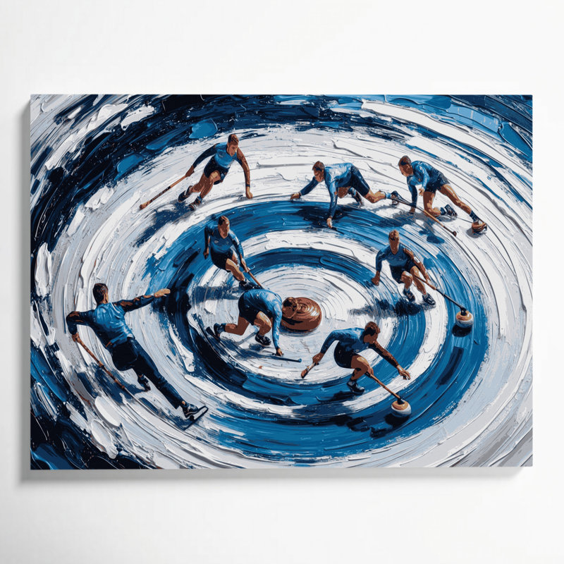 Art sportif sur toile gris Sports Curling, 12" H x 18" W