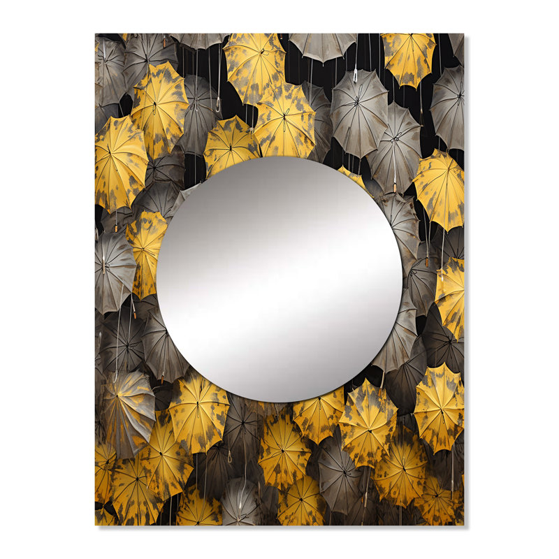 Kiayah Sky of Yellow and Grey Umbrellas Tranquility - Sky, miroir mural décoratif, miroir traditionnel, impression sur métal