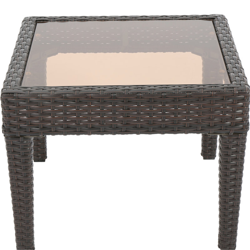 Outdoor Accent Table - Built With Materials 15.3''h X 20''l 20''w Powder-coated Iron Frame, 15.75" H x 19.61" W x 19.67" D
