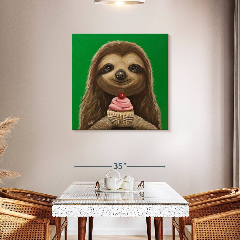 Crowle Sloth With Cupcake It's For You, H 36 po x l 36 po