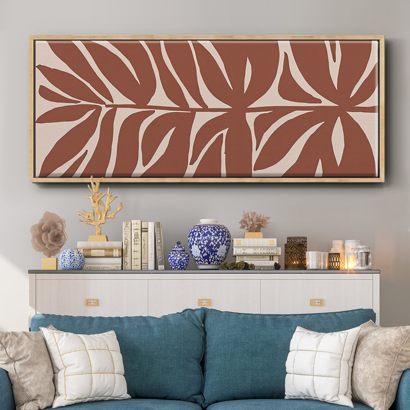 Terra Cotta Block Palms II - toile encadrée, H 8 po x l 20 po