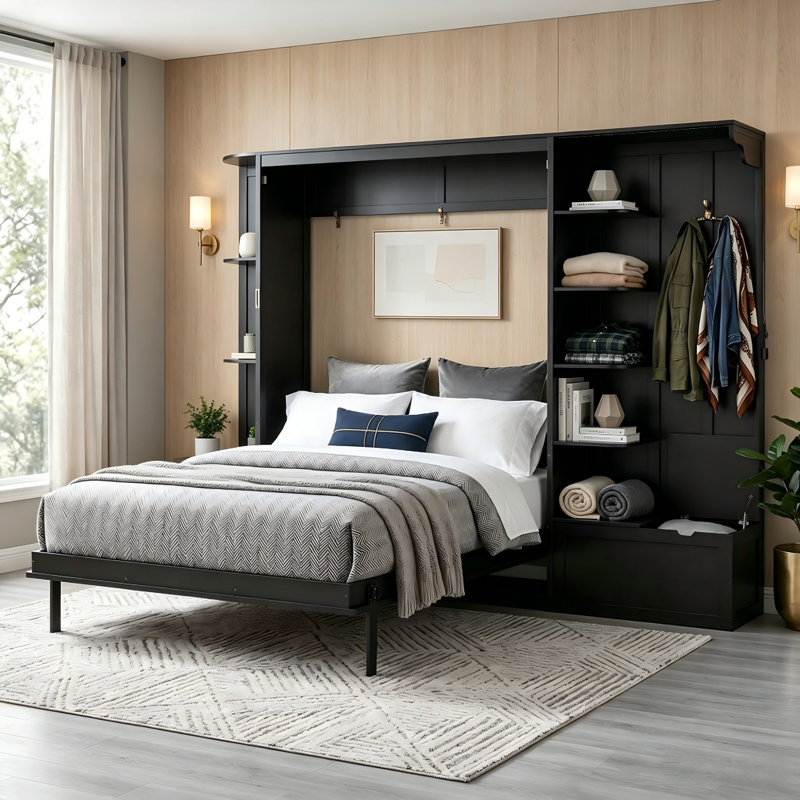 Lit escamotable avec rangement et lumières Murphy, Black
