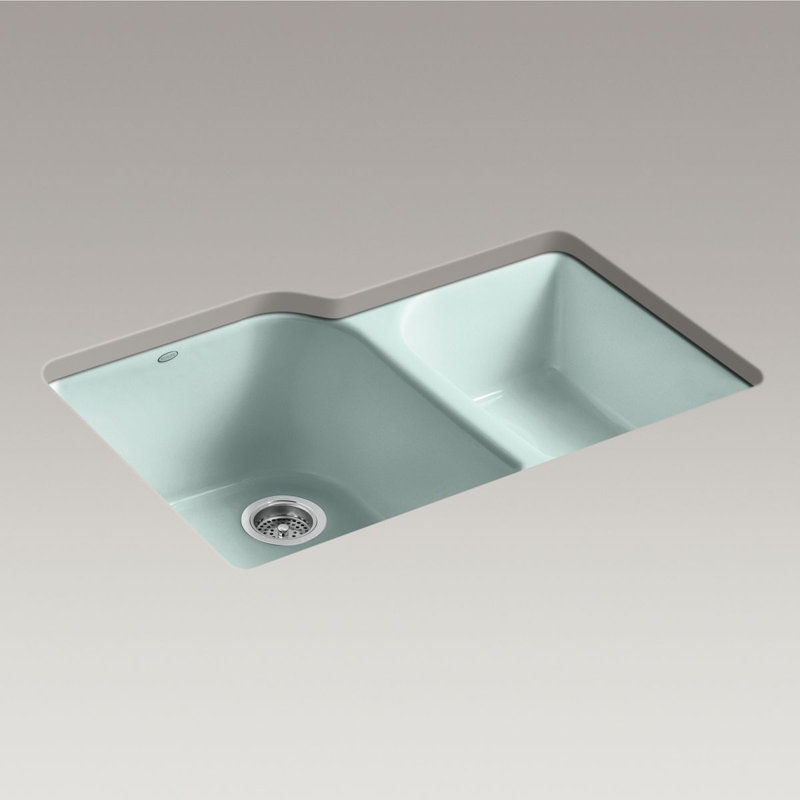 Executive Chef 33" L x 22" W Undermount Kitchen Sink with 4 Oversize Faucet Holes, Frost