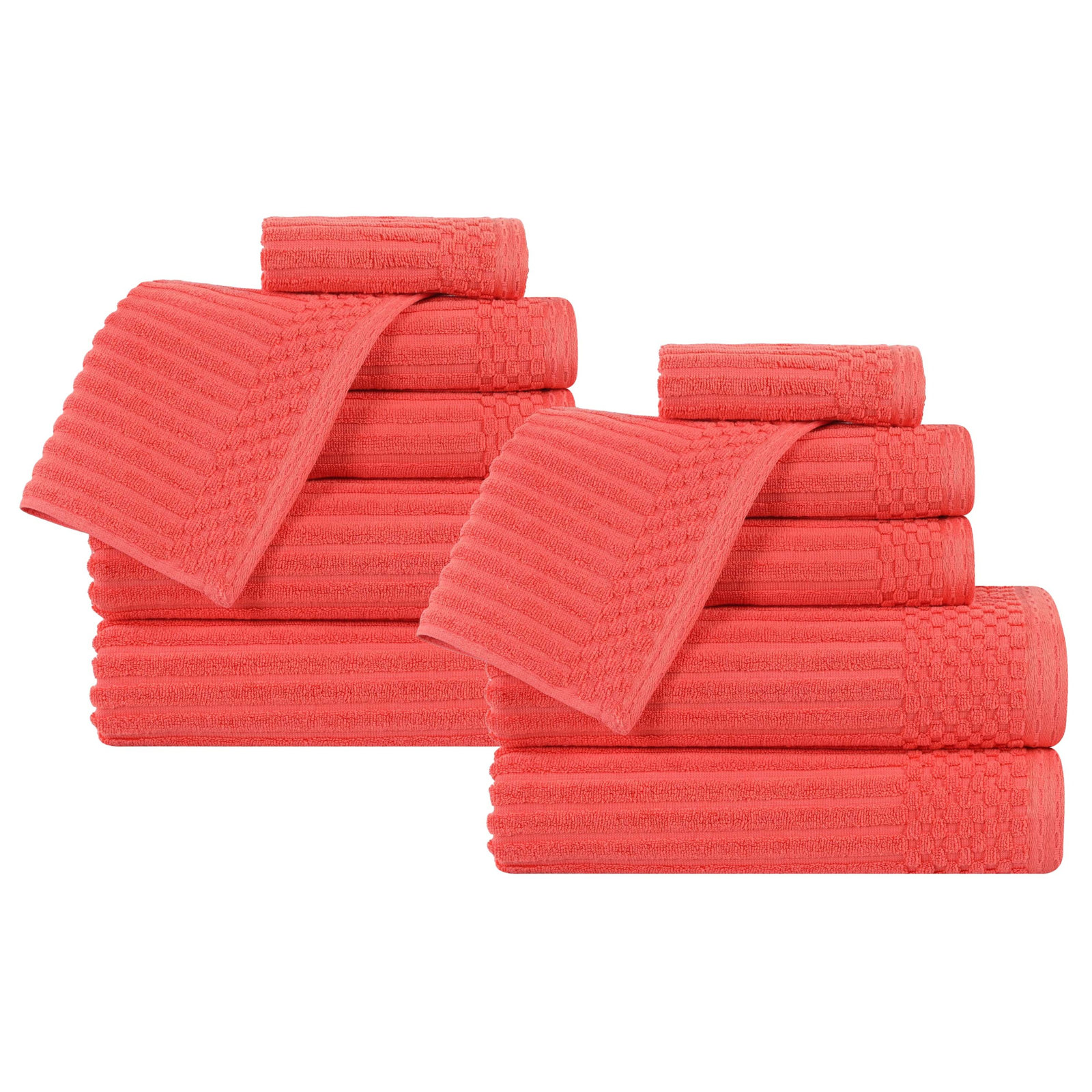 Ruvins 12-Piece Cotton Towel Set, Coral