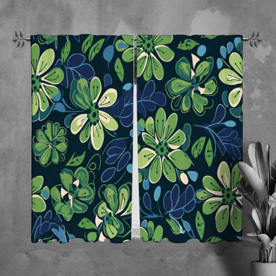 Motif de rideaux à motif floral vert - 6032
