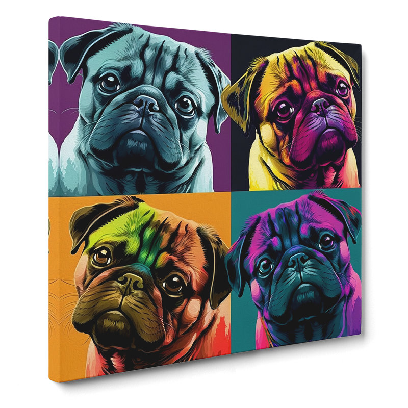Pug Pop - Wrapped Canvas - Framed Print, 50cmH x 50cmW