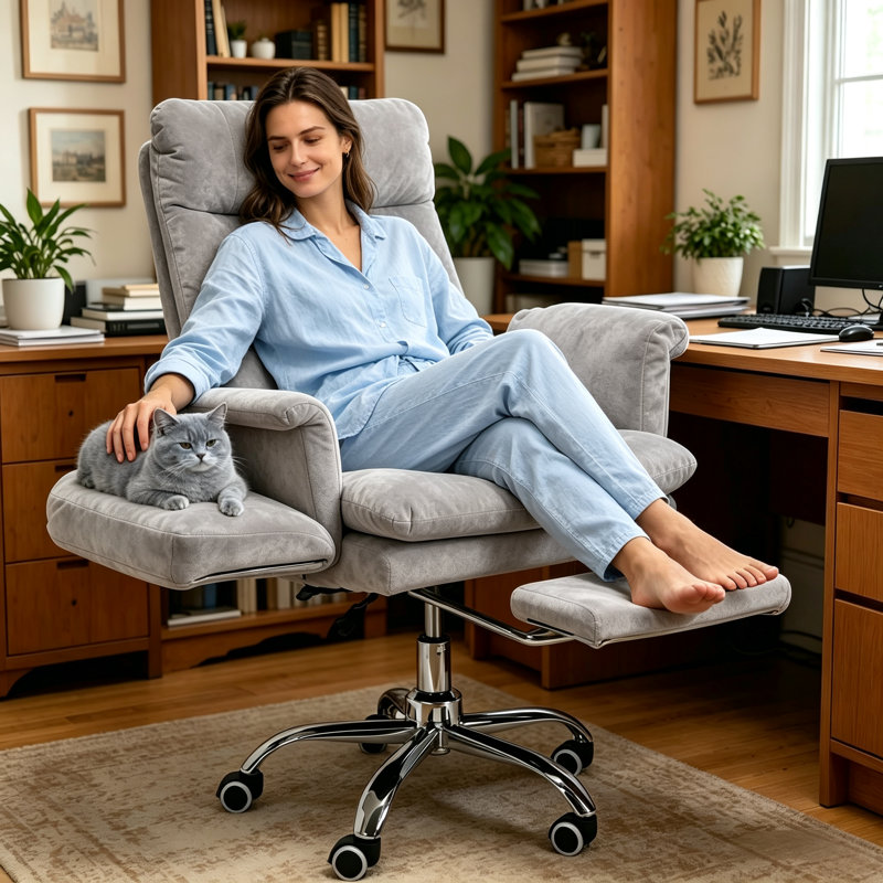 Chaise de bureau large inclinable et pivotante, Grey