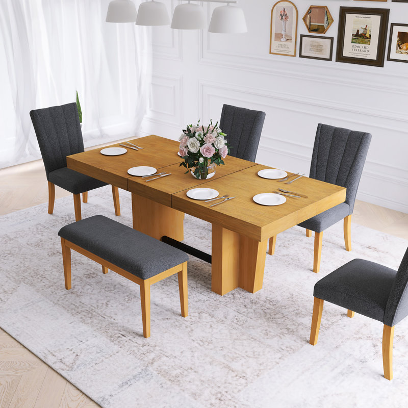 Ensemble de 6 tables de salle à manger Farmhouse, Brun / Gris