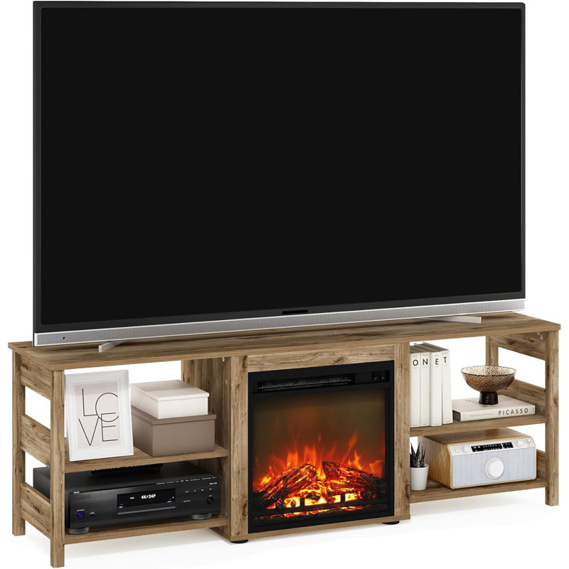  Meuble télé classique 70 po en chêne Flagstaff, Noir/gris