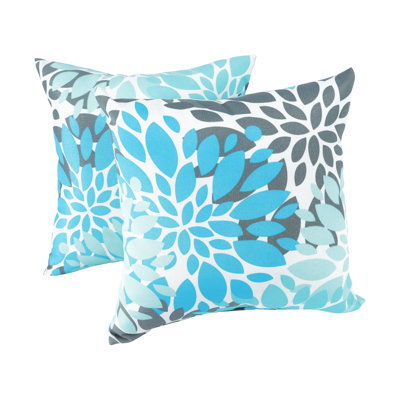 Ensemble de 2 coussins décoratifs d'extérieur, coussins de patio imperméables et résistants à la décoloration pour meubles de jardin, de porche et de piscine - Housses de coussin décoratives douces et confortables (18 x 18 pouces, bleu)