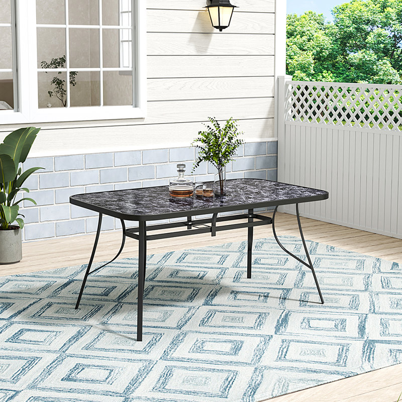 Rectangular Outdoor Table, 72.5" H x 150" W x 90" D